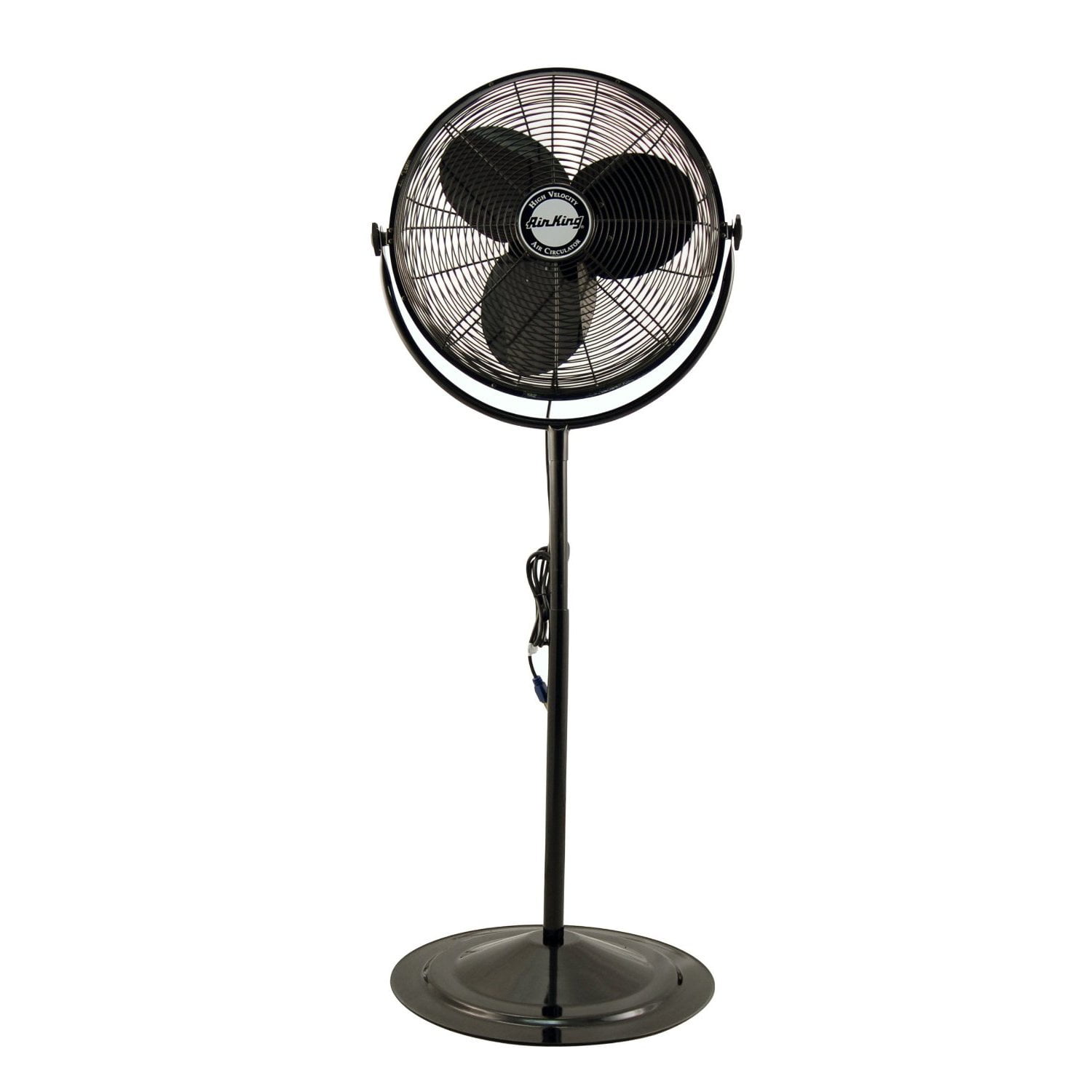 20" Black Powder Coated Industrial Pedestal Fan with Adjustable Height