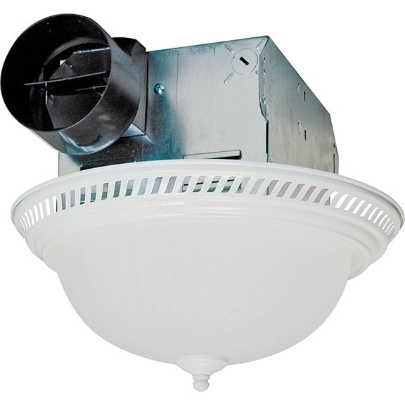 Air King DRLC703 Decorative Round Quiet Exhaust Bath Fan with Light, 70-CFM, White Finish