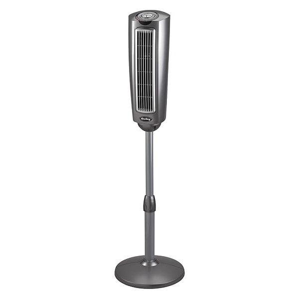 Adjustable Height Oscillating Gray Tower Fan with Remote Control