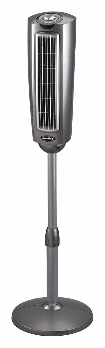 Adjustable Height Oscillating Gray Tower Fan with Remote Control