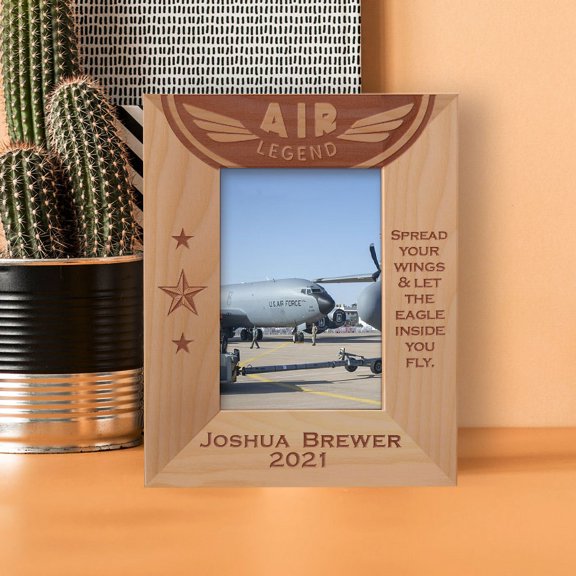 Air Legend Spread Your Wings & Let The Eagle Inside You Fly Personalized Wooden Frame 3 1/2" x 5" Brown (Vertical)