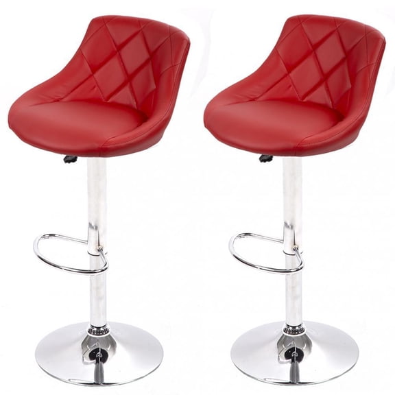 Air Lift Adjustable Swivel Bar Stools With Seat Back Pad, Set Of 2