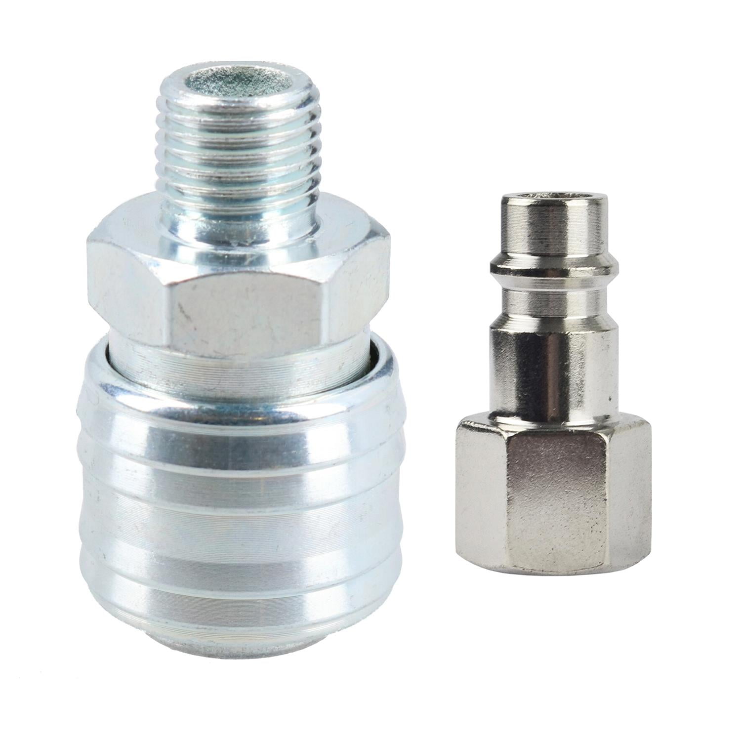 Begpoee 10 Piezas Conector Rápido De Aire 1/4 BSP/NPT: Acoplamiento Neumático De Acero Niquelado (Macho Y Hembra)