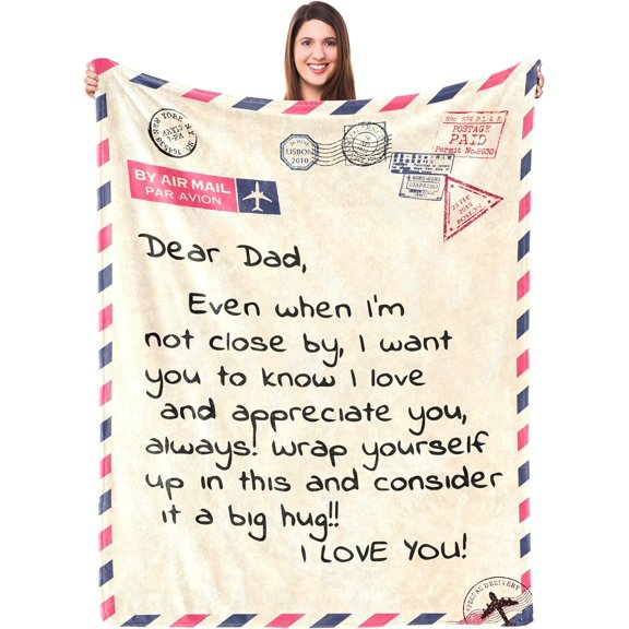 Air Mail Letter Blanket for Dad from Daughter