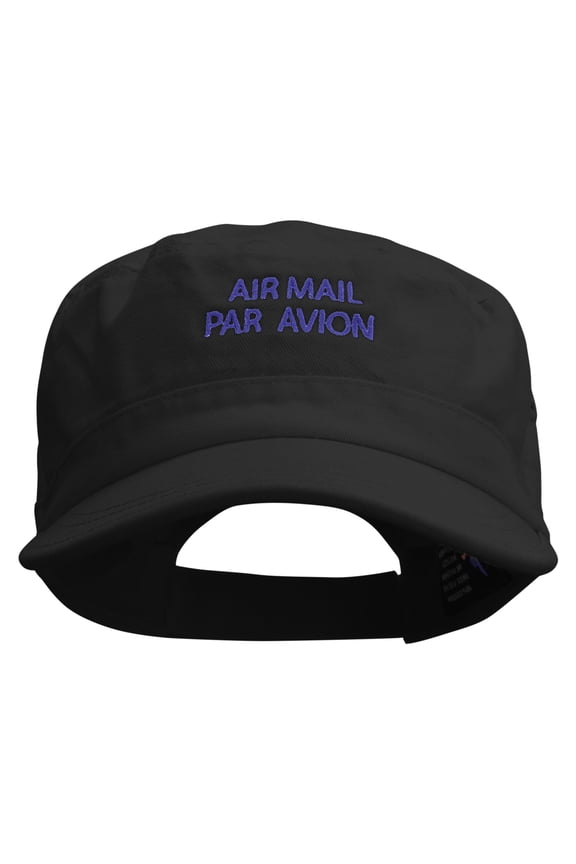 Air Mail Paravion Embroidered Garment Washed Adjustable Army Cap - Black OSFM