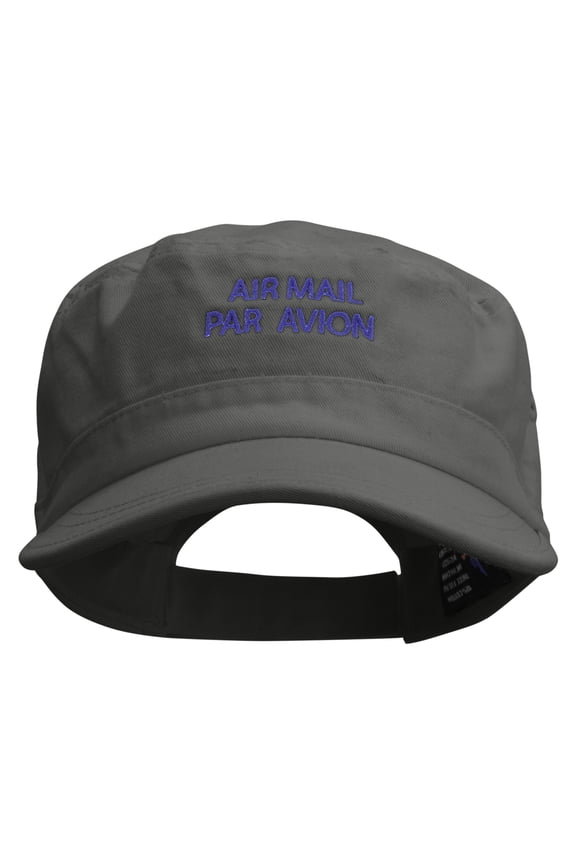 Air Mail Paravion Embroidered Garment Washed Adjustable Army Cap - Grey OSFM