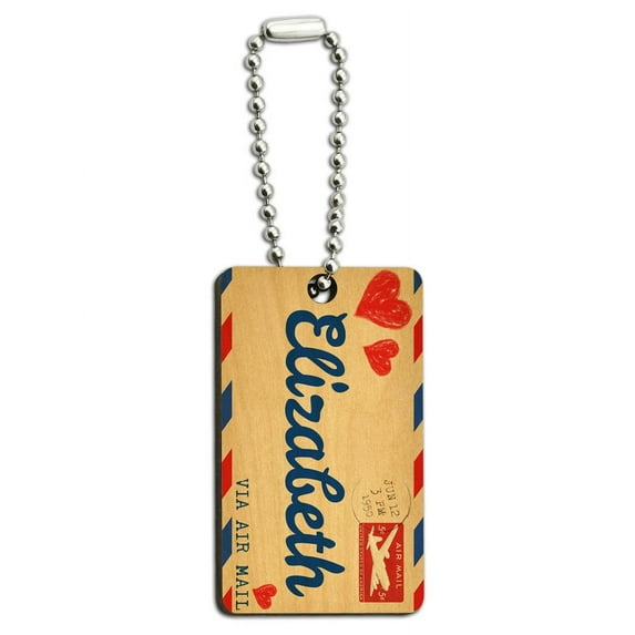 Air Mail Postcard Love for Elizabeth Wood Rectangle Key Chain