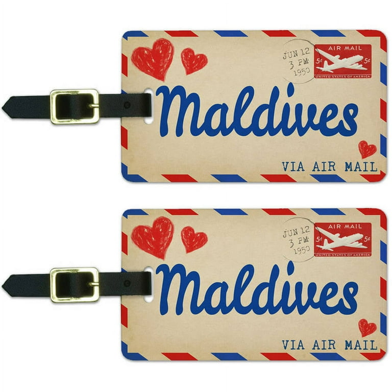 Air Mail Postcard Love for Maldives Luggage Suitcase Carry On ID