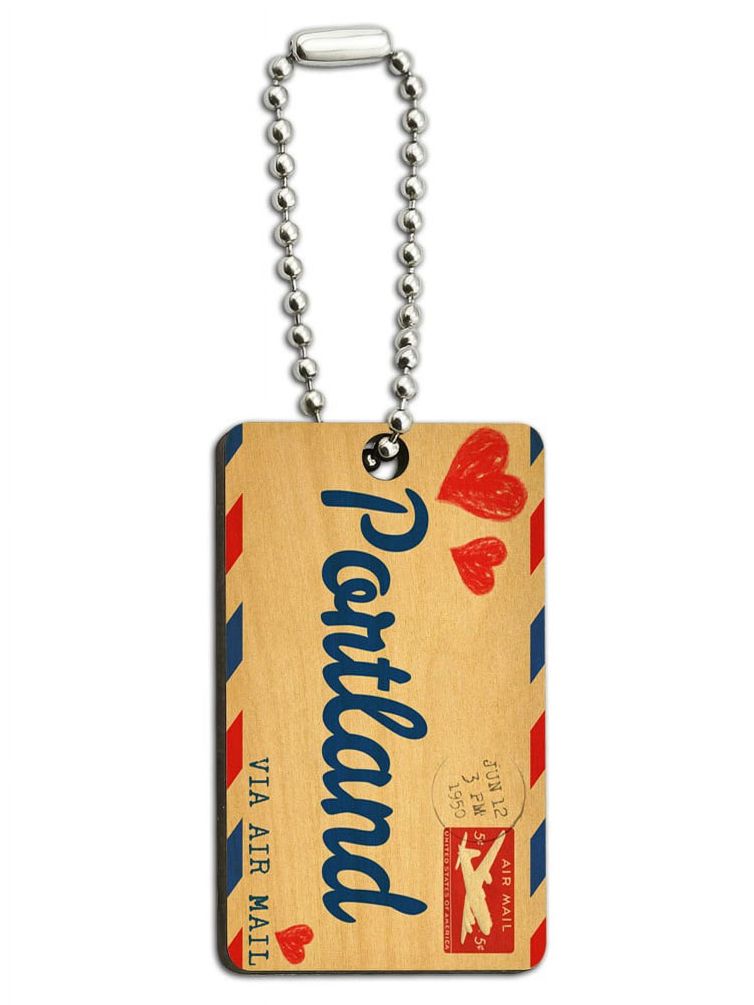 Air Mail Postcard Love for Portland Wood Rectangle Key Chain - Walmart.com