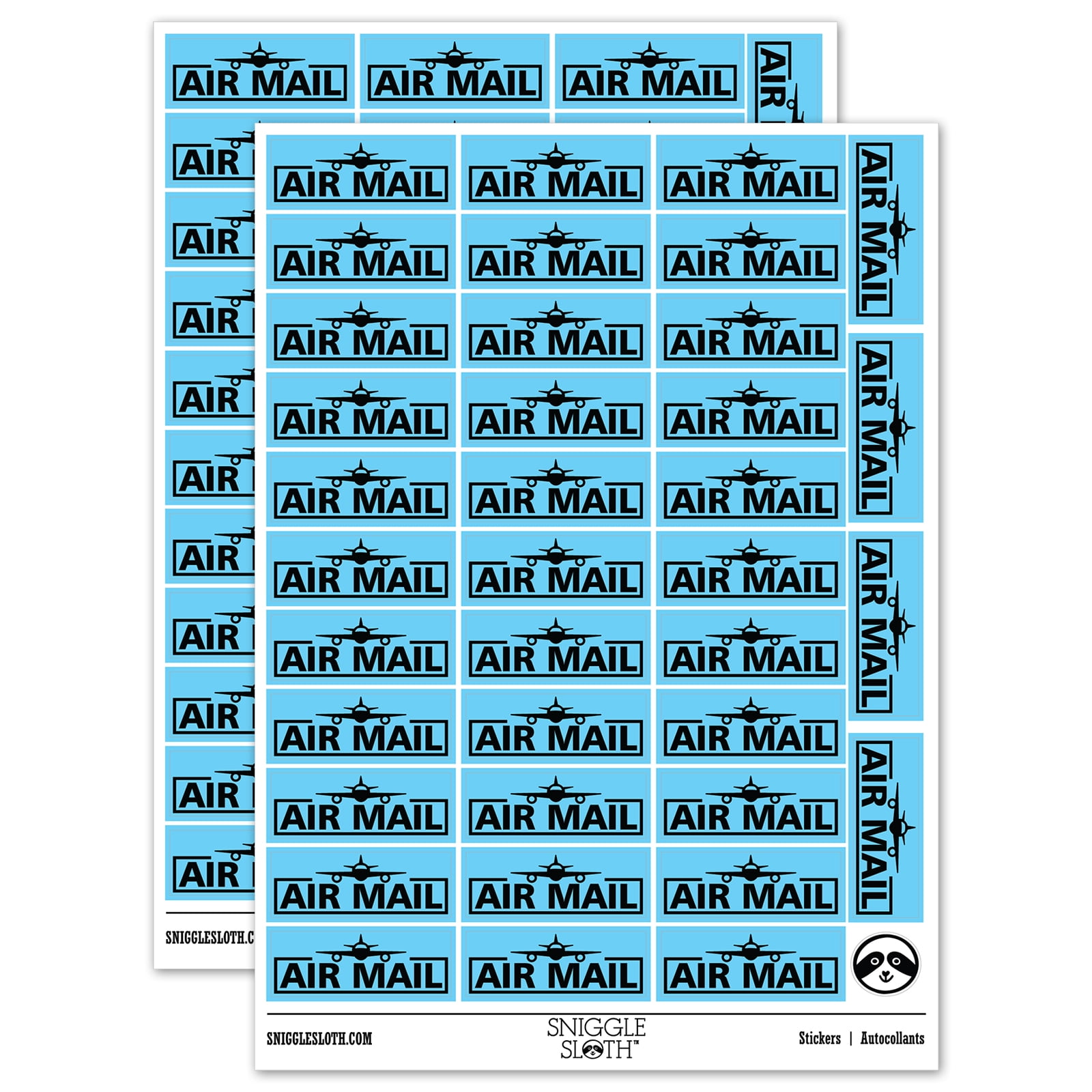 Air Mail with Airplane Sticker Set - Light Blue - Gloss Finish - 1.5 ...