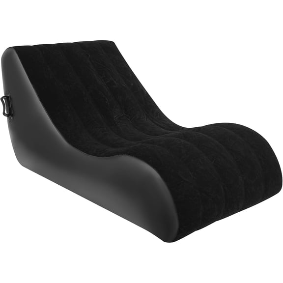 Air Mattress Bed S-Shape Inflatable Sofa with Pump, Inflatable Chair Air Couch Flocked Surface, Waterproof Portable Blow Up Bed for Camping, Lounge Beds for Afternoon Rest (Black)