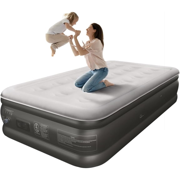 Air Mattress  with Built in Pump - Upgraded Single Blow Up Bed, 2 Mins Quick Self Inflatable, 18"/550lbs ,  Support, Flocked , Puncture Resistant, for Camping,,Guests