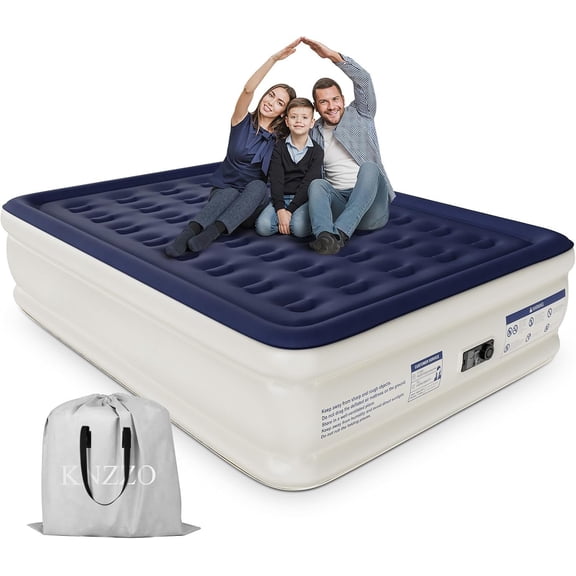 Air Mattress with Built-in Pump, Blow Up Mattress with Soft Flocked , Leakproof Inflatable Mattress, Foldable Air Bed for , Guests, Camping, with Storage Bag