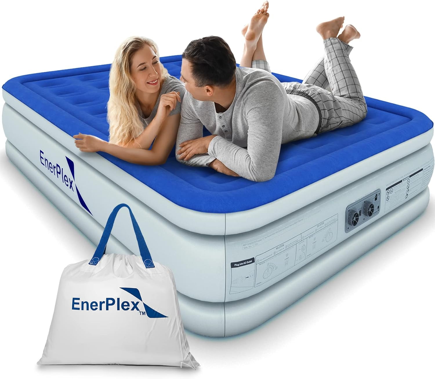 Air Mattress with Builtin Pump Double Height Inflatable Mattress for