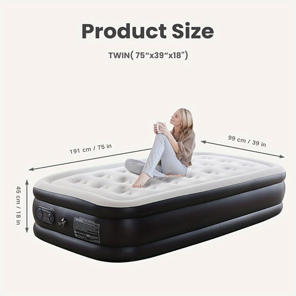 Air Mattress With Coil Beam Support - Non-Slip Bottom For Stability On Smooth Floors And Carpets - Plush Velvety Top - Available In Two Sizes And Three Heights - Can Hold Up To 660 Pounds