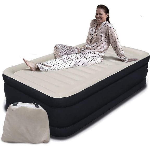 Air Mattress - Double High, 300 LB Capacity Luxury Camping Mattress with Built-in Pump, and Microfiber