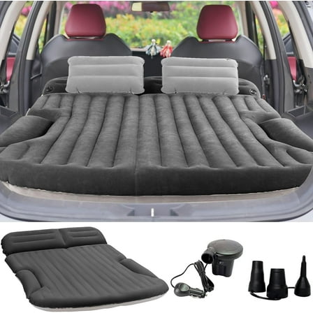 Air Mattress Double-Sided Car Mattress Camping Bed Inflatable Bed with Electric Pump for SUV Trunk and Rear Seat - Gray and Blue (Without Pillows)