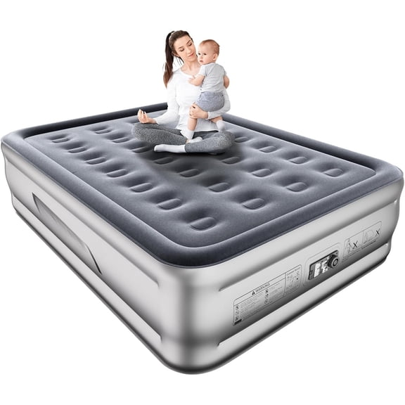 Air Mattress Full with Built in Pump,18''Blow Up Mattress,Self Inflatable Mattress in 3 Mins,Portable Air Bed for Camping,Floor&Travel,Full Size Air Mattress for Adults 660LB Max,