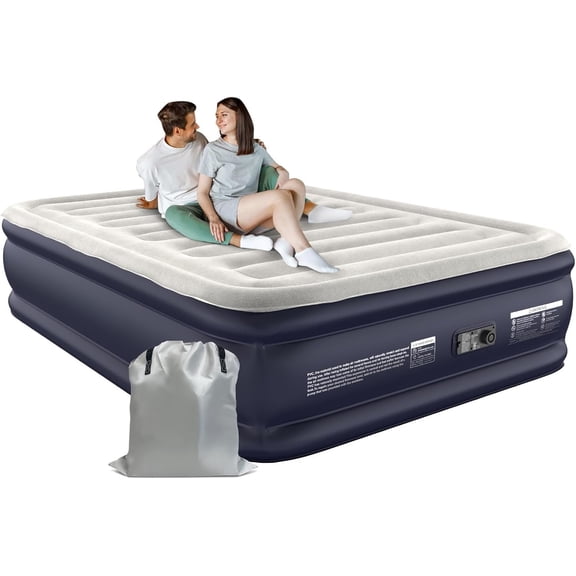 Air Mattress Full with Built in Pump,18''Raised Blow Up Mattress 2 Mins Self-Inflation/Deflation,Upgraded Thicker Inflatable Mattress,Air Bed with Storage Bag for Guests,,Camping,660 lbs Max