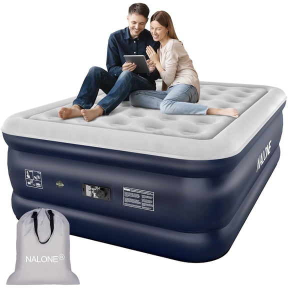 Air Mattress Full with Built in Pump, Inflatable Blow up Mattress, 18'' Raise Portable Bed, Upgraded Fast Colchones Inflables for Home, Guest, Travel & Camping, 650lbs Max