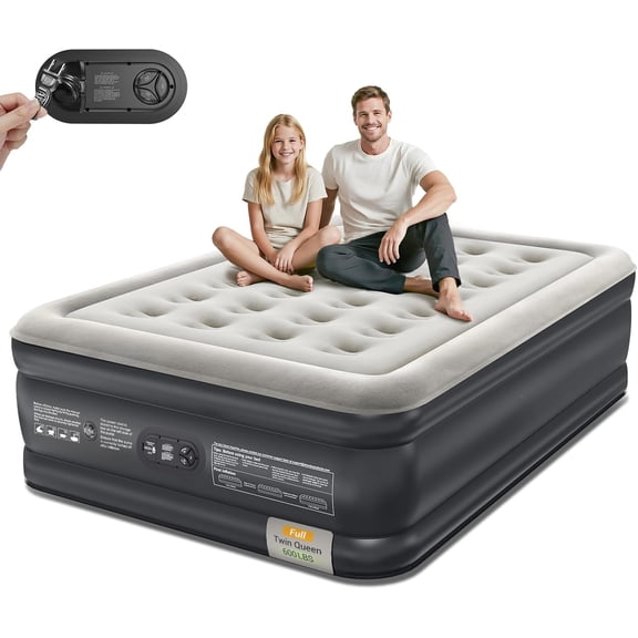 Air Mattress Full with Built in Pump, Inflatable Mattress Blow Up Mattress 18 Raised Comfort,Upgraded Surface Portable Bed, Air Bed for Home, Guest, Camping, Colchone Inflable, 650 lbs