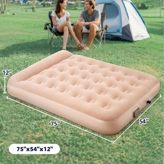 Air Mattress Full with Built-in Pump, Portable Inflatable Blow Up Mattress Plus Pillow, Waterproof Self Inflating Air Bed Guest Bed for Home Camping Hiking Travel Outdoors