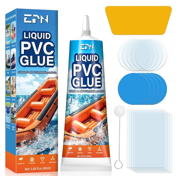 Air Mattress Patch Kit, Waterproof Vinyl Pool Patch Repair Kit, 80 mL | Clear waterproof PVC repair adhesive for pool liners, inflatables, air mattresses, hot tubs, tents, kayaks and vinyl toys