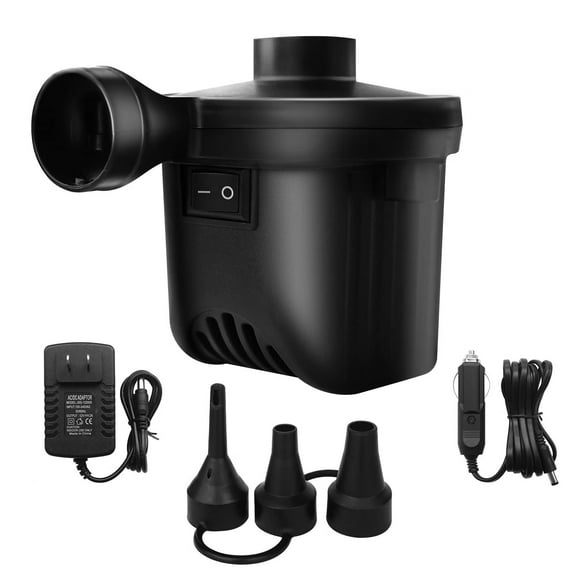 Air Mattress Pump,Electric Air Pump for Quick-Fill Inflatable Couch,Swimming Pool,Boat,Raft,Air Bed,Cushion,Toy,Pool Float,Portable Inflator Deflator Air Pump with 3 Nozzles,110V AC/12V DC