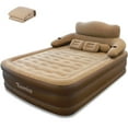 thumbnail image 1 of Air Mattress, Queen Airbed with Headboard, Airbed Inflatable Couch with Pump, For Guest Home Camping Travel, Coffee, 1 of 8