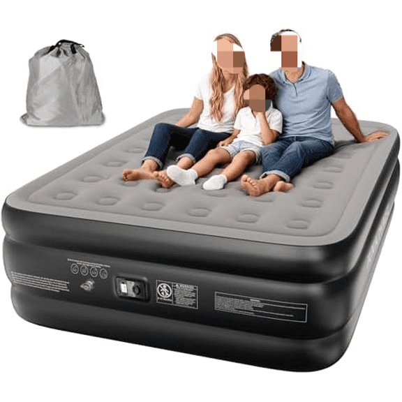 Air Mattress Queen with Built in Pump 16 Inch Raised Inflatable Mattress, Blow Up Airbed, Colchon Inflable, Portable Self Inflating Bed for Camping Guests Home Travel, 600 lbs Max$$Bedding