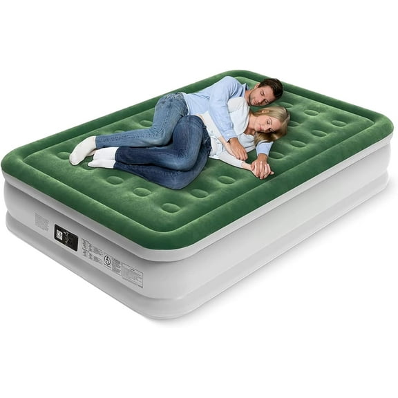 Air Mattress Queen with Built in Pump - Upgraded Blow Up Bed, 2 Mins Quick Self Inflatable with Double Air Chamber, 18"/650lbs Max, All Night No Lost Air, for Camping,Home,Portable Travel
