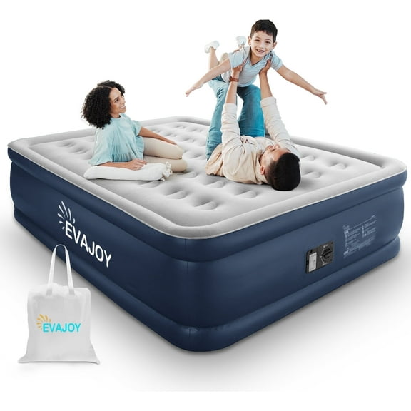 Air Mattress, Queen Inflatable Airbed with Built-in Pump, 18'' Waterproof Flocked Top for Home/Camping/Travel, Max 650lbs
