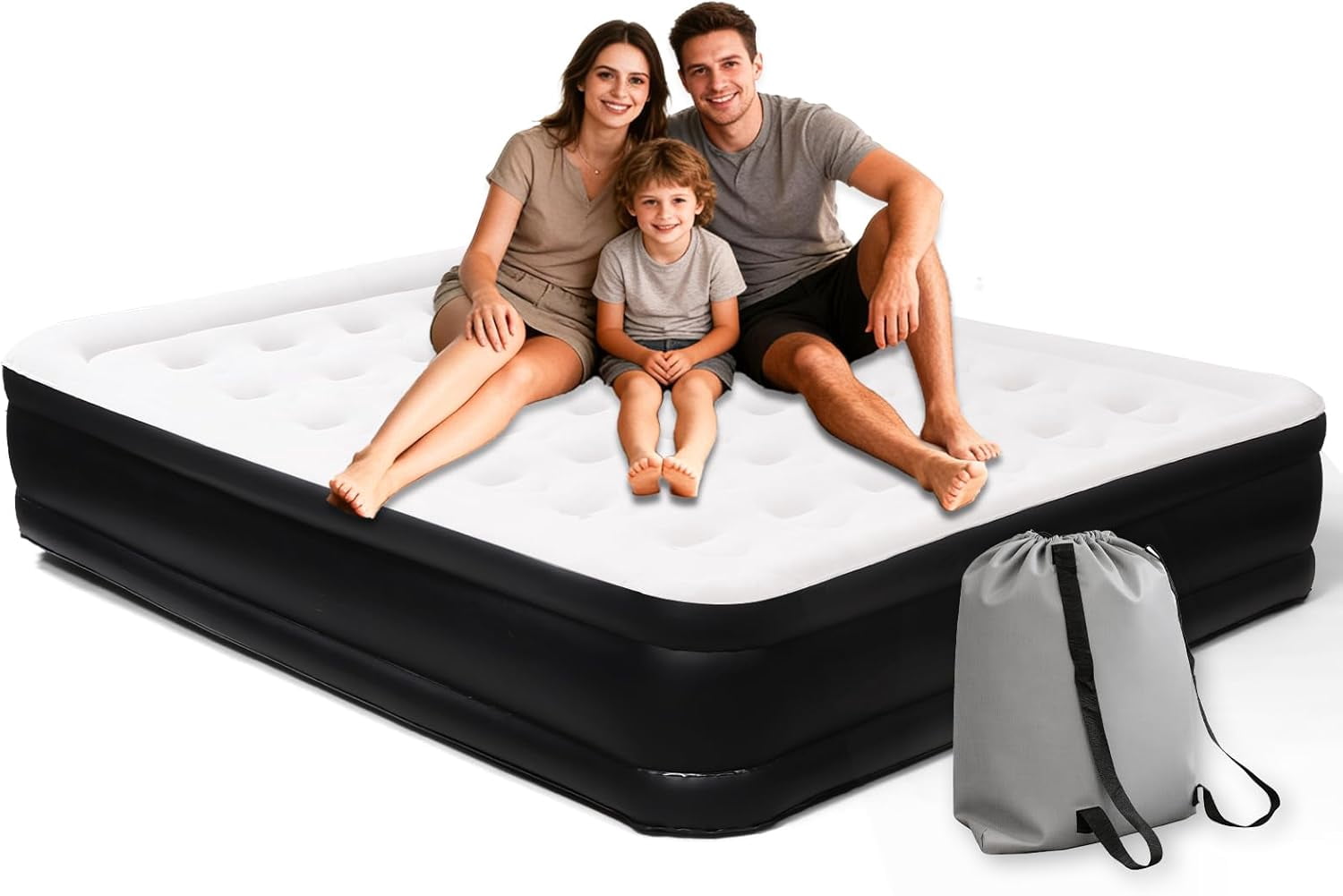 Air Mattress Queen with Built-in Pump, Upgraded 18 inch Raised Comfort Quick Inflatable Blow Up Bed with Carrying Bag,Camping Home & Guests,660LB Max