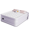 thumbnail image 1 of Air Mattress Queen with Built in Wireless Battery Pump,Thick Velvet Texture Waterproof,22”Self Inflatable Air Bed for Camping,Travel&Floor (Purple), 1 of 8