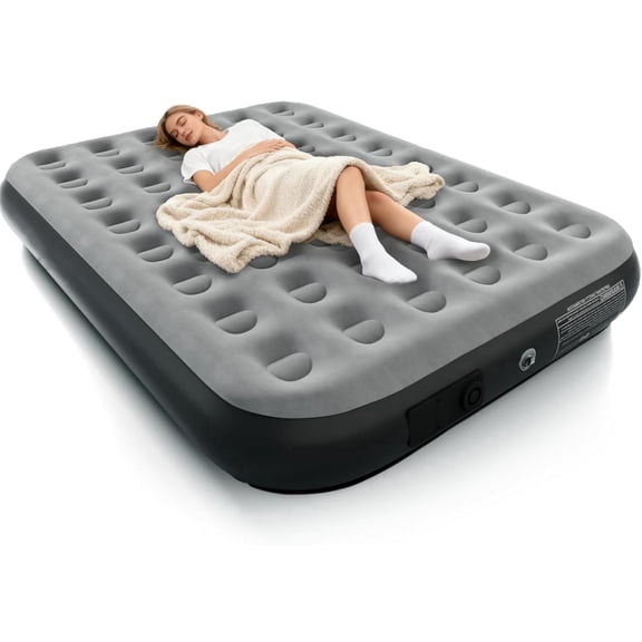Full Air Mattress with Built in Pump,10IN Air Bed with 3 Mins Self-Inflation/Deflation,Blow up Mattress for Camping, Home & Guest ,450lb, Gray