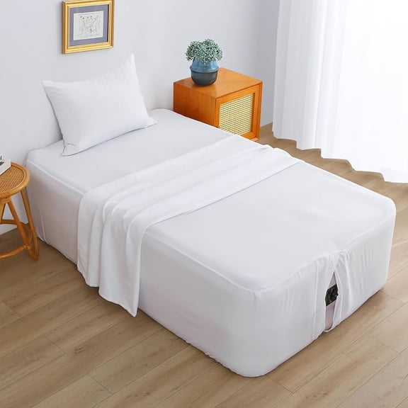 Air Mattress Sheet Set for 16-24 Inch Air Beds Twin Size,Deep Pocket Fitted Sheet with Inflation Opening,Soft & Breathable, for Guests, Camping, RVs, Includes Pillowcase Flat Sheet Fitted Sheet,White