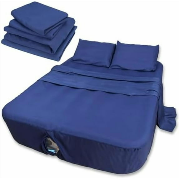 Air Mattress Sheets - 4 Pieces Set - Suitable for Inflatable mattresses 16 to 23 inch deep - can be inflated Without disassembly, Convenient, Sturdy,(Blue,Full)