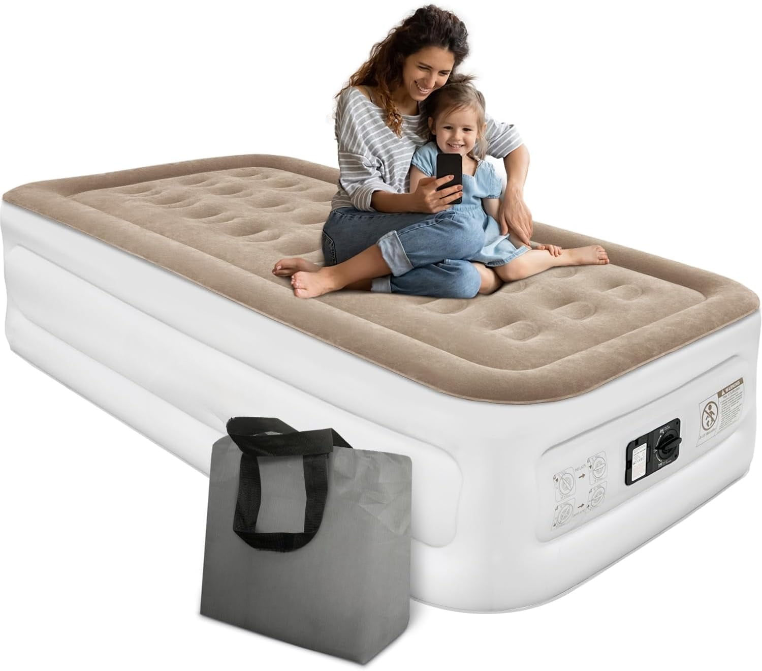 Air Mattress Single Twin Luxury Double High Inflatable with Electric ...