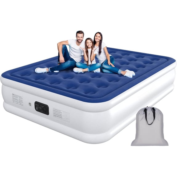 Air Mattress with Built-in Pump, 18" Raised Inflatable Bed Blow Up Mattress, Comfort Portable Air Bed for Camping,  Guests, Travel 690 lbs Max