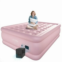 22'Luxury Air Mattress with Built in Pump, Mother's Day Gift,Puncture Resistant Portable Inflatable Mattress,Ideal for single person or guests air bed(Queen,Pink)