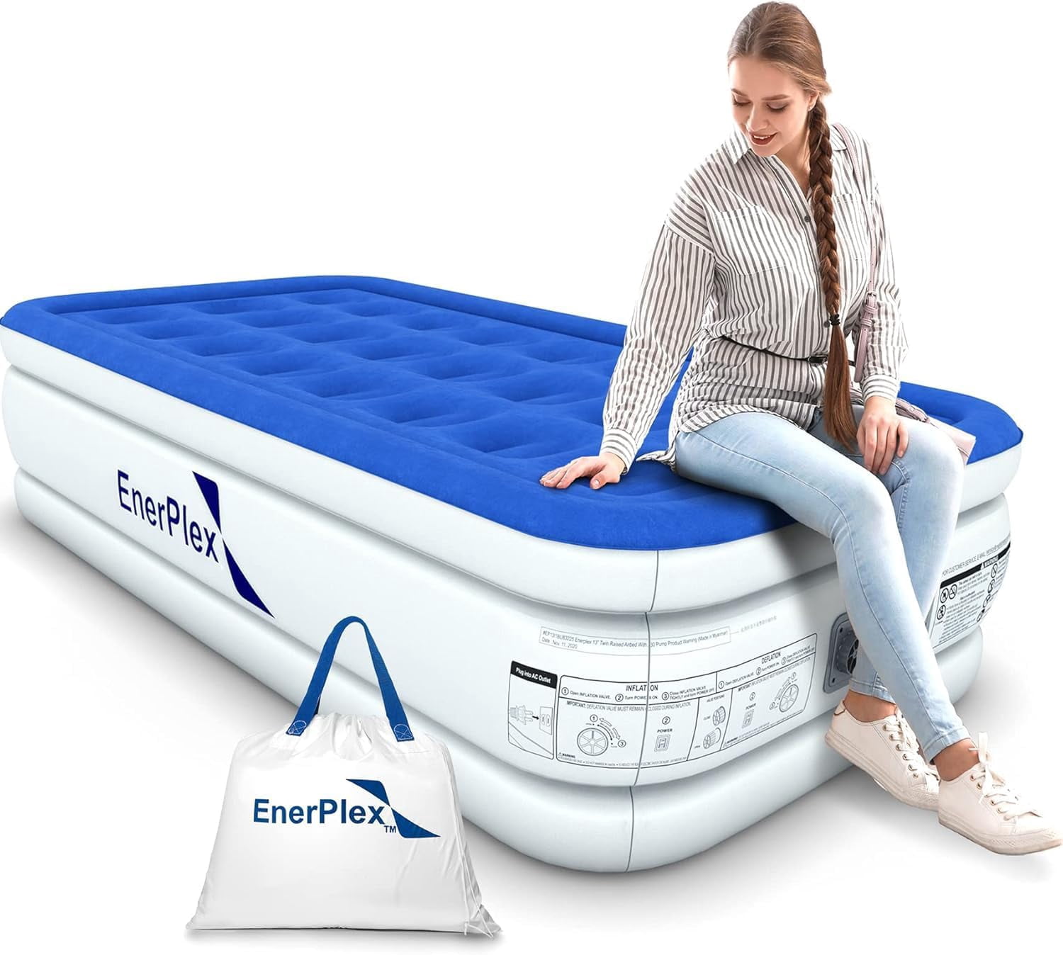 Air Mattress with Built in Pump - Self-Inflating Blow Up Neck Support ...
