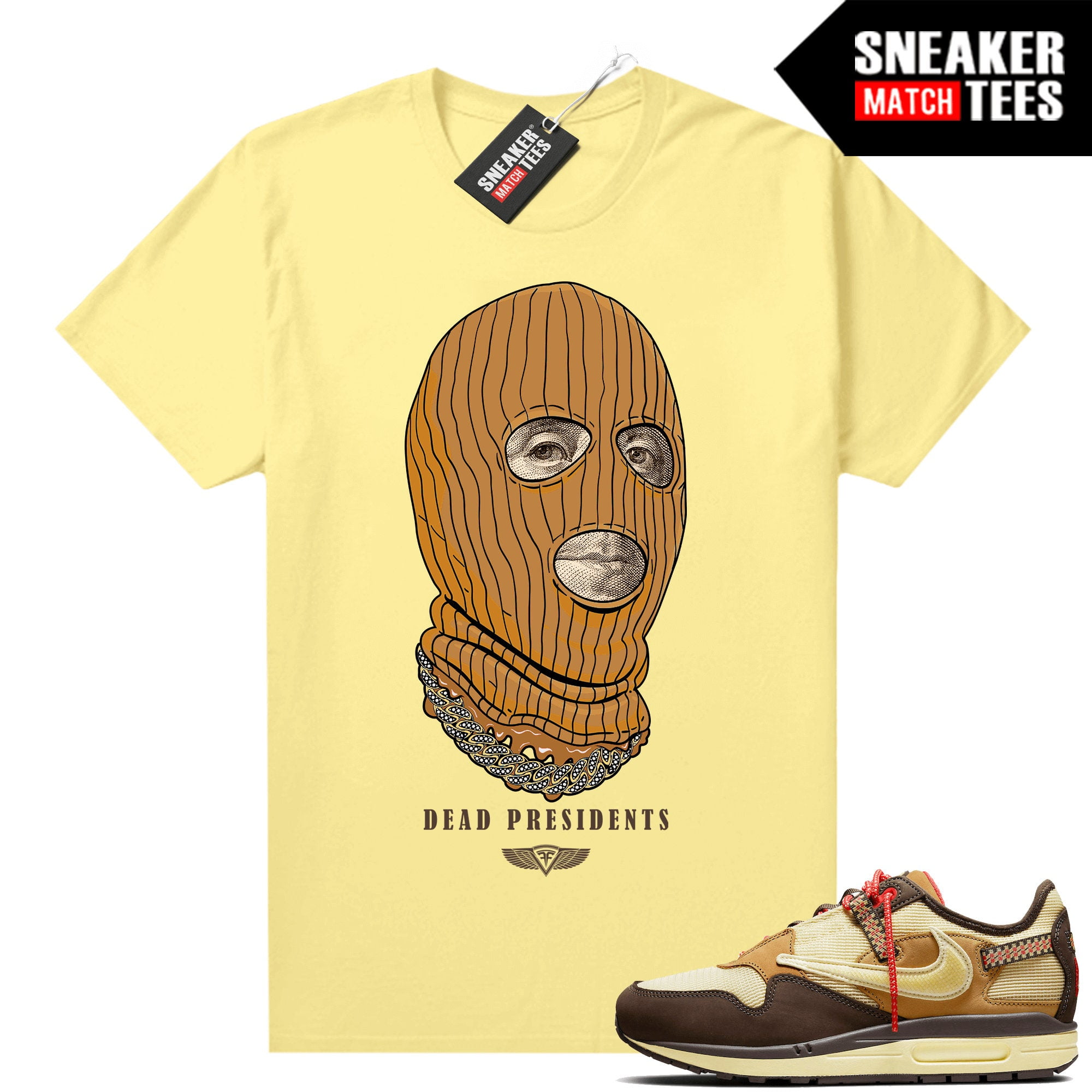 Air Max 1 Travis Baroque Brown Sneaker Match Tees Light Yellow "Dead