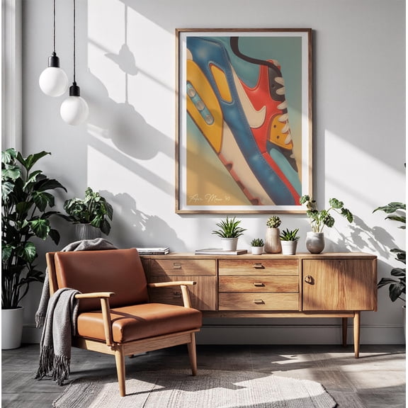 Air Max 90 Poster, Sneaker Head Print, Trainer 80s 90s Airbrush Surrealism, Modern Fashion Wall Decor , Poster Print Only