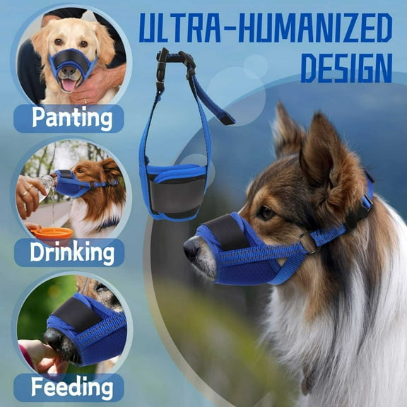 Air Mesh Dog Muzzle for Medium and Large Breeds Adjustable Reflective No Chew Control Strap Pet Gear