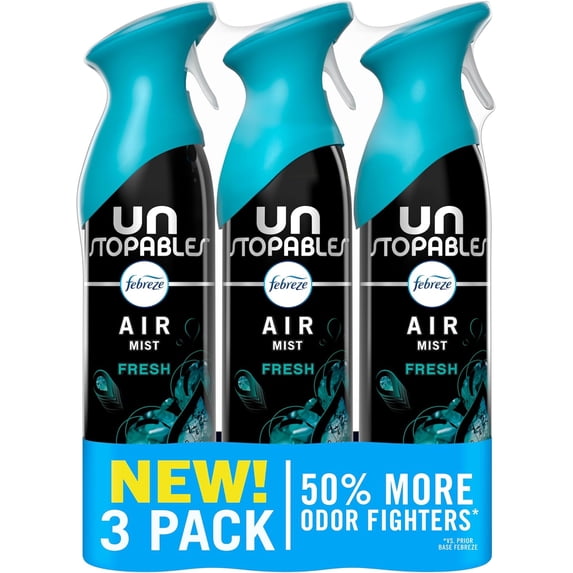 Air Mist, Air Freshener Spray, Odor Fighting Room Spray, Deodorizer for Home Bathroom Kitchen Office Apartment Dorm Room Classroom, Unstopables Fresh Scent, 8.1oz (Pack of 3)