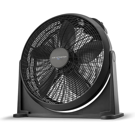 Air Monster 20 Inch Wall Mountable Air Circulator Floor Fan, Black