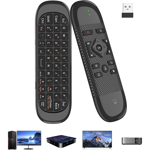 Air Mouse - with Voice, 6-Axis Gyroscope, Bluetooth, Infrared LearningPower Button only, USB Remote Control, Multi-Function Mini Wireless Keyboard, Suitable for Smart TV/Android TV Box/PC