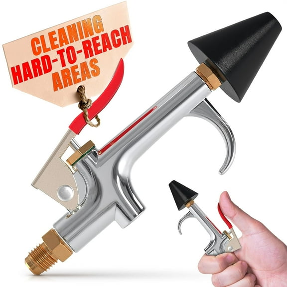 Air Nozzle Blow Gun for Compressor - Stainless Steel Air Gun Blower with Pressure Adjustment, Rust-Resistant Brass Thread, Rubber Tip, Thumb Switch Lever - Compact HVAC Tools for Cleaning Tight S