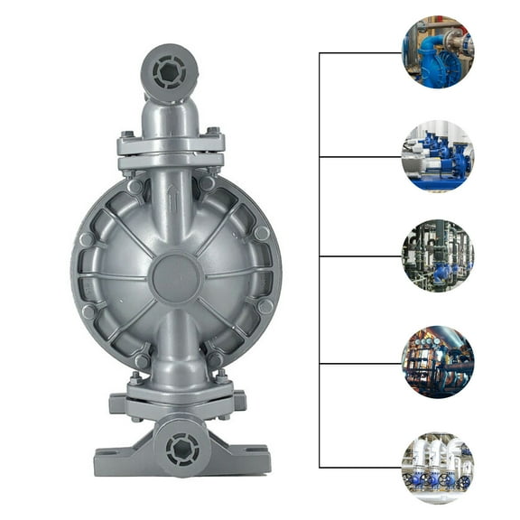 Air-Operated Double Diaphragm Pump 1-1/2" Inlet & Outlet Aluminum 44 GPM Max 115PSI, Nitrile Diaphragm,