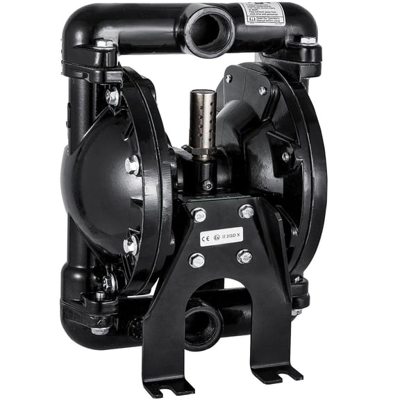 Air Operated Double Diaphragm Pump 1 Inch Inlet Outlet Aluminum 24 GPM Max 120 PSI Industrial Use